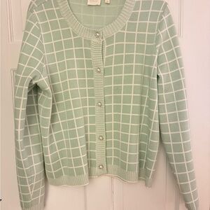 Cyrus Light Green Grid Pattern Cardigan